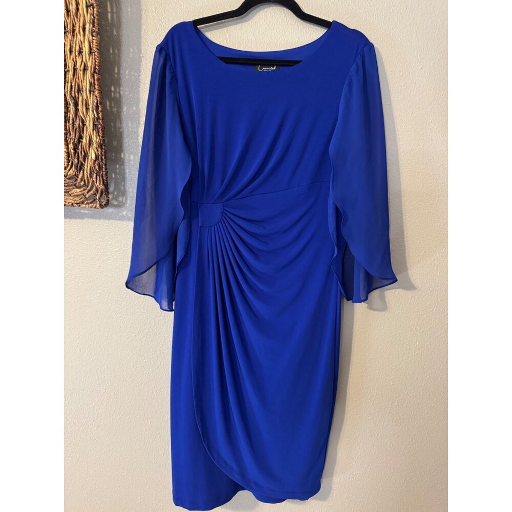Connected Dress 12 Royal Blue Sheer 3/4 Long Sleeve Career Church Party NEW - Picture 9 of 10